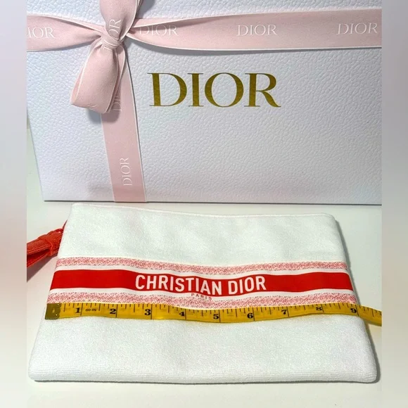 NWOT Dior beauty white pouch with an orange stripe - Picture 3 of 4